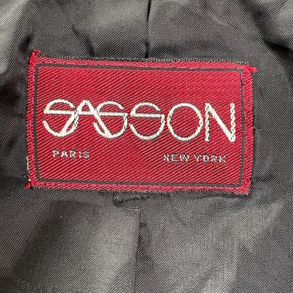 Vintage Sasson 80s Structured Power Suit Gray Wool Blend Tweed Skirt Blazer 14 - Picture 4 of 14